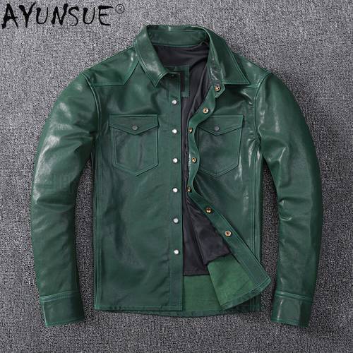 AYUNSUE Men&39s Sheepskin Coat 100% Genuine Leather Jacket Men Spring Autumn Korean Plus Size Chaqueta Cuero Hombre 2027 KJ5106