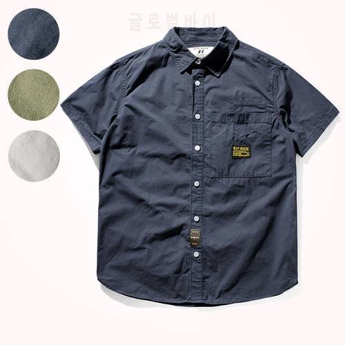 2021 Summer New Short Sleeve Shirt Men&39s Pure Cotton Wash Old Thin Quick Dry Sweat Absorbing Breathable Slim Lapel Casual Shirt