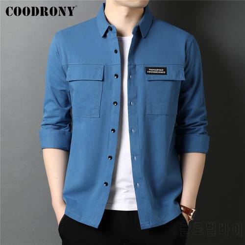 COODRONY Brand Spring Autumn High Quality Streetwear Fashion Style Big Pocket 100% Cotton Long Sleeve Shirt Men Clothing C6112