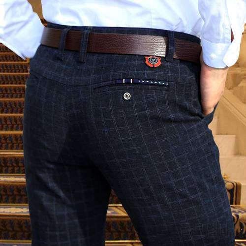 2020 Men&39s Cotton Elastic Casual Pants Men Solid Color High-quality Business Trousers Male Four Seasons Casual Pants