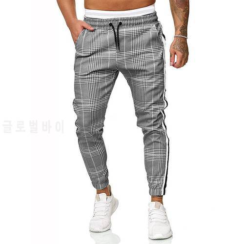 Streetwear Plaid Pants Men Joggers Casual fashion Slim stripe Pants Men Korean type Hip Hop Trousers male
