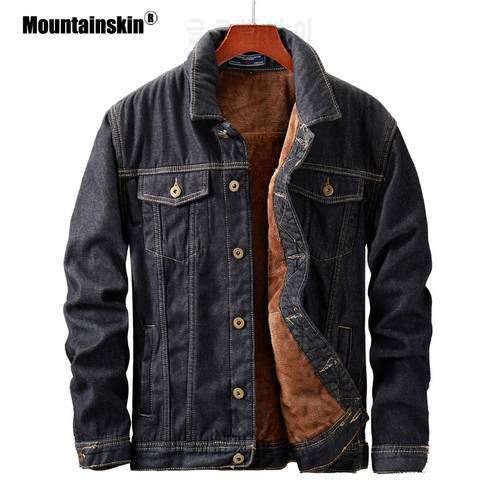 Mountainskin Men&39s Denim Jacket Winter Thick Velvet Mens Warm Coat Cowboy Jean Jackets Male Fashion Windproof Coats SA855
