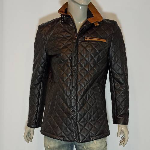Men&39s Genuine Leather Quilted Jacket Real Sheepskin Jumbo Casual New Fashion Natural Business Outerwear