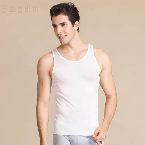 Mulberry Knitted Silk Men Tank Top Summer Cool Sleeveless Casual Fitness Vest Undershirts