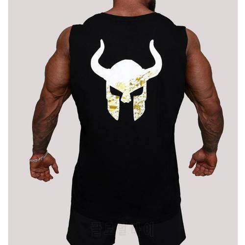 New Men printing Tank top Gym Workout Fitness Bodybuilding sleeveless shirt Male Cotton clothing Sports Singlet vest Undershirt