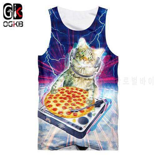 OGKB Adult Bodybuilding Tank top 3D Printed Starry sky cat Streetwear Oversized Habiliment Spring Sleeveless Shirt Wholesale