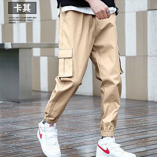 HOUZHOU Black Cargo Pants for Men Plus Size Cargo Trousers Male Khaki Casual Oversize Japanese Pockets Korean Streetwear 5XL