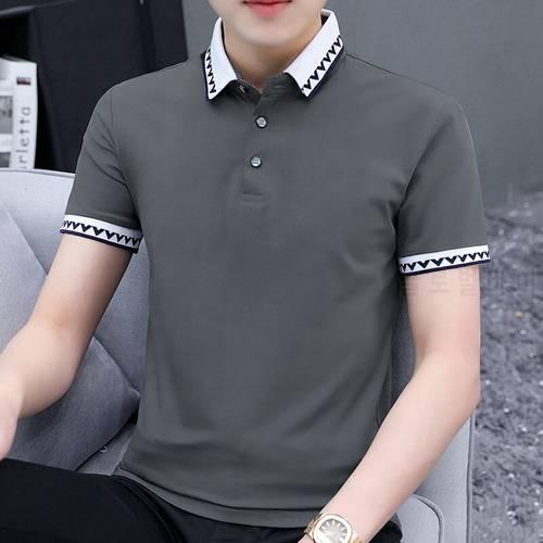 TFETTERS New Arrival Polo Shirts Mens Short Sleeve Summer Casual Patchwork Men Tee Tops Turn-Down Slim Fit Polo Shirt Men