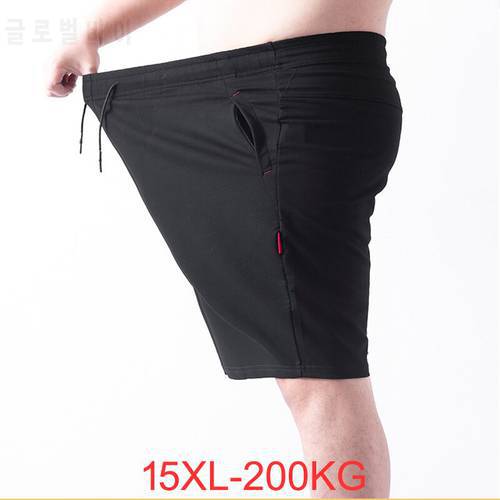 Men&39s plus size shorts plus size 14XL 15XL waist 183cm summer large elastic sports casual loose large size 70 200KG black shorts