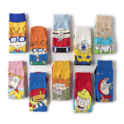 Men fashion socks anime funny socks hip hop personality anime socks cartoon fashion skarpety high quality sewing pattern sock