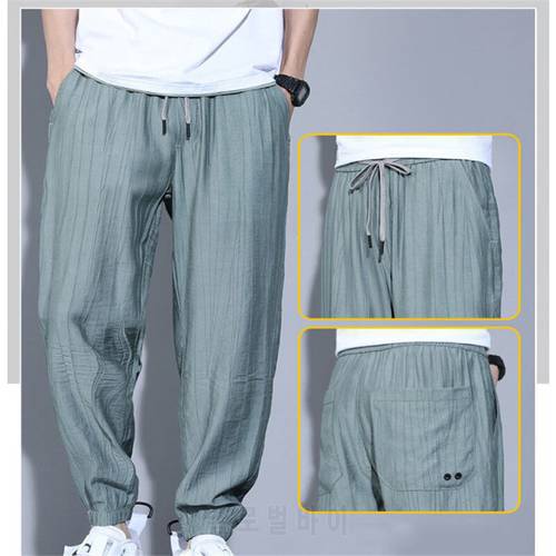 2021 Summer Fashion Ice Silk Ultra-thin Casual Pants Loose Outdoor Comfort Elastic Waist Sport Trousers Pantalones De Hombre