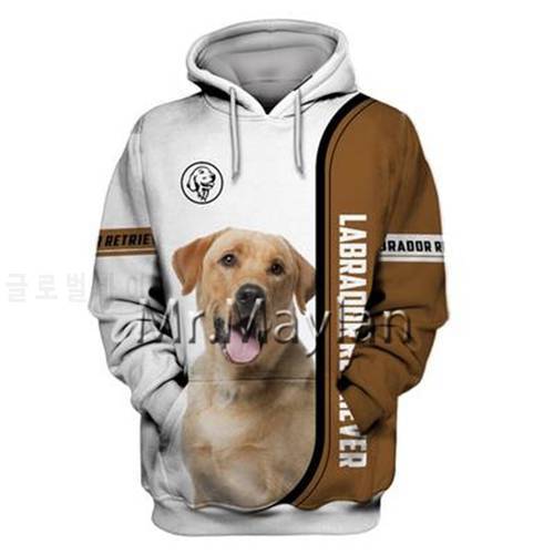 Unisex 3D Graphic Hoodies Sweatshirts Animals Dog Labrador Retriever Hoodie Men/Women Casual Streetwear Sweatshirt Pullover A566