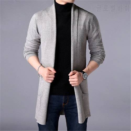 Sweater Coats Men New Fashion 2022 Autumn Men&39s Slim Long Solid Color Knitted Jacket Fashion Men&39s Casual Sweater Cardigan Coats