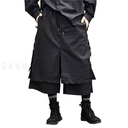 Men Women Japan Style Kimono Skirt Pant Male Fashion Casual Harem Trousers Stage Wear Wide Leg Pant Punk Hip Hop Costumes