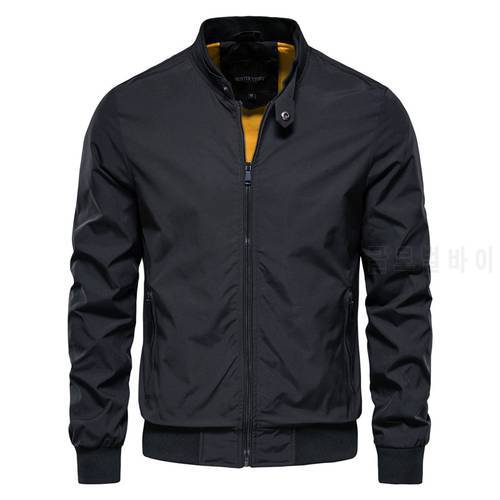 AIOPESON Solid Color Baseball Jacket Men Casual Stand Collar Bomber Mens Jackets Autumn High Quality Slim Fit Jackets for Men