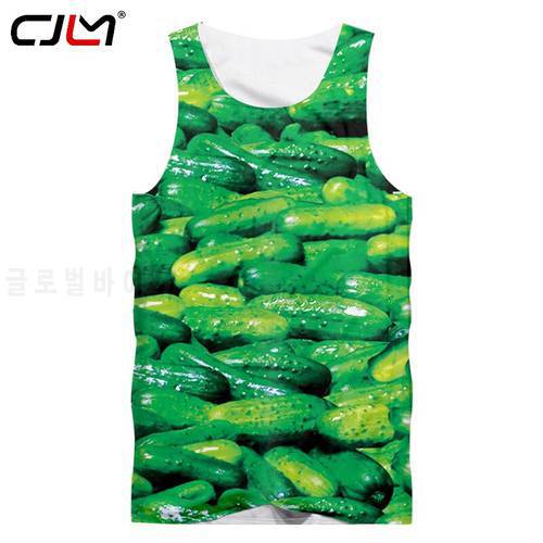 CJLM Vest Summer New 3D Sleeveless Shirt Printed Vegetable Cucumber Green Funny Large Size Garment For Men Spring Tank Tops