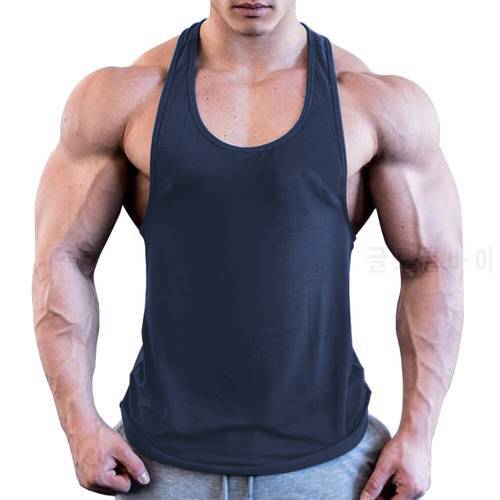 5 Colors Men Gym Sleeveless Fitness Vest Y-shaped Sports Fitness Vest Bodybuilding Athletic Muscle Undershirt Plus Size M-2XL