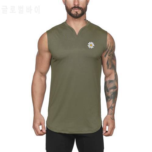 New Mens Gym Casual Workout Tank Top Training Clothing Bodybuilding Fitness Singlets Sports Sleeveless V-Neck Vest Shirt Men