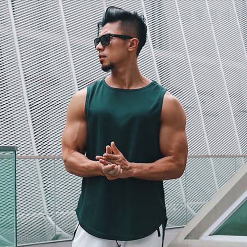 2021 Mens Workout Mesh Casual Tank Top New Fitness Summer Fashion Running Quick Dry Vest Clothing Bodybuilding Sleeveless Shirt