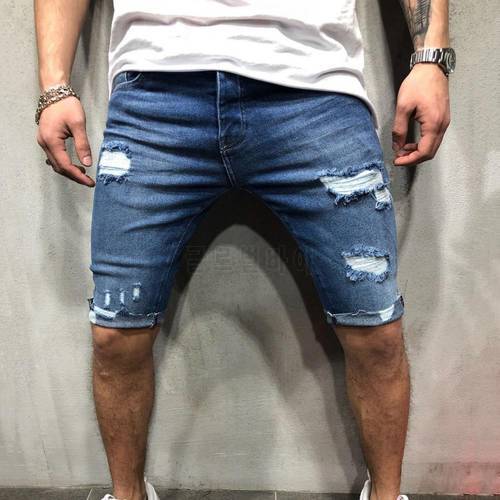 80% DropshippingMen&39s short jeans ripped tight-fitting zipper closed pocket party shorts