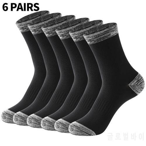 Men Cotton Socks New Men Socks 6 Pairs Lot High Quality Casual Run Black Sports Socks White Male Long Socks Plus Size EU 38-48