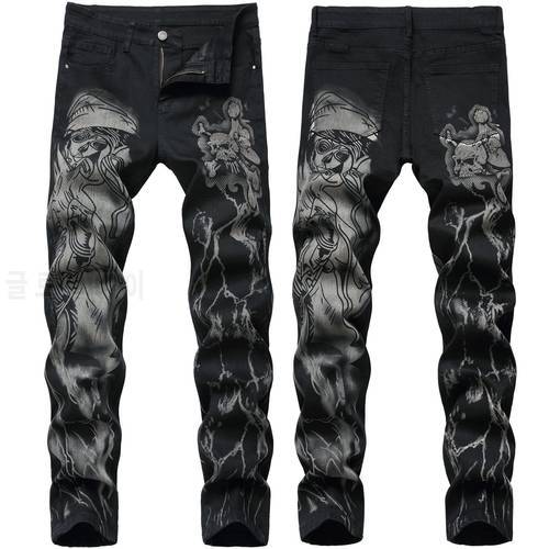 New Style Printed Jeans Men&39s Micro-elastic Jeans Fashion Original Pattern Design Printed Men Pants Brand Male Slim Jeans