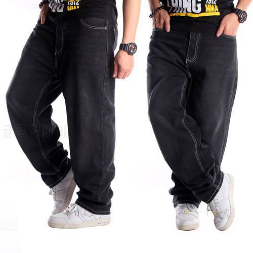 2021 Loose Jeans Men Denim Wide Leg Pants Straight Baggy Harem Streetwear Hip Hop Brand Black Skateboard Trousers Size 30 - 46