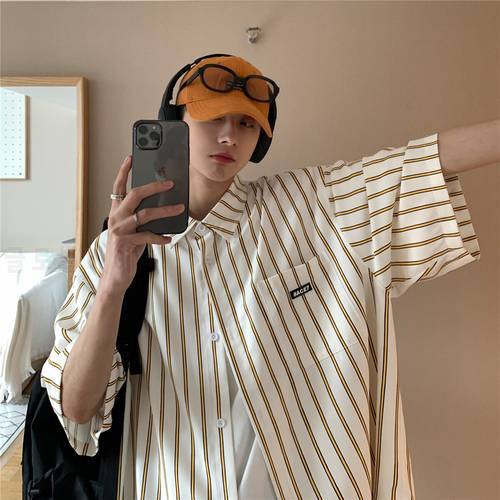 Fashion shop Stripe Shirt Men&39s short sleeve Korean Fashion casual size summer Shirt Factory Hot Sale camisa masculina shirts