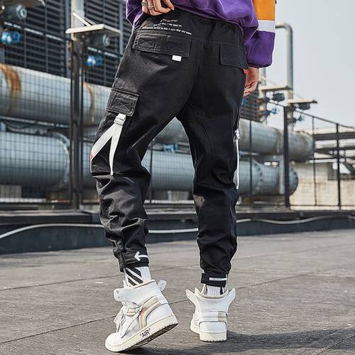 2021 spring and autumn tide brand Velcro straps loose multi-pocket feet pants hip-hop overalls men&39s casual and comfortable