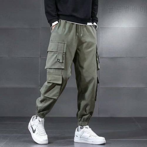 Multi Pocket Cargo Pants Men Streetwear Joggers Skateboard Pants Wide Leg Loose Ankle Length Trousers Techwear Clothes