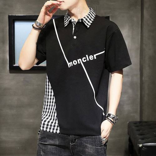 2021 summer new men&39s printed polo shirt Korean version slim and handsome men&39s fashion simple Polo bottom casual top