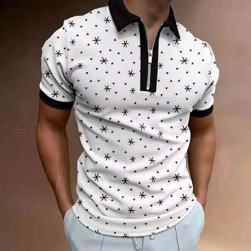 Fashion Short Sleeve Polo Shirts Men Casual Turn-down Collar Zipper Design Brand Oversize Tops Summer Polo Business Clothes