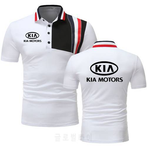 Men&39s polo shirt Summer hot sale Kia car logo Print Fashion casual New 100% cotton high quality Men&39s short sleeve men&39s clothes