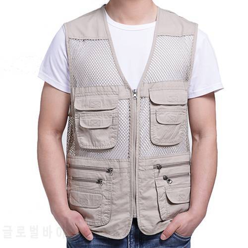 HOO 2022 Paragraphs summer thin cotton mesh vest men leisure vest pocket