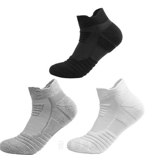 Mens 3 Pairs Sports Fashion Thick Basketball Male Sock Cotton Winter Warm Solid Color Man Large Size Breathable Short Socks