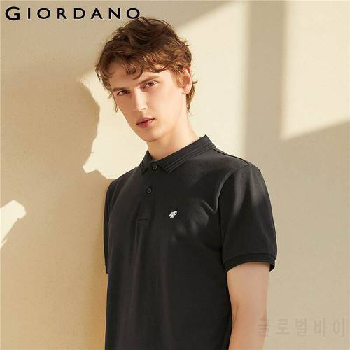 Giordano Men Polos Frog Heather Color Embroidery Stretchy Polo Shirt Short Sleeves Mesh Structure Caual Polos 01011388001