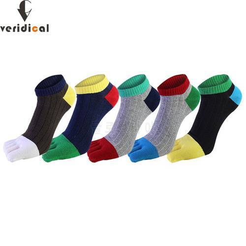 1 Pair Cotton Ankle Socks With Toes Men Striped Bright Color Vintage Breathable,Deodorant,Invisible No Show Five Finger Socks