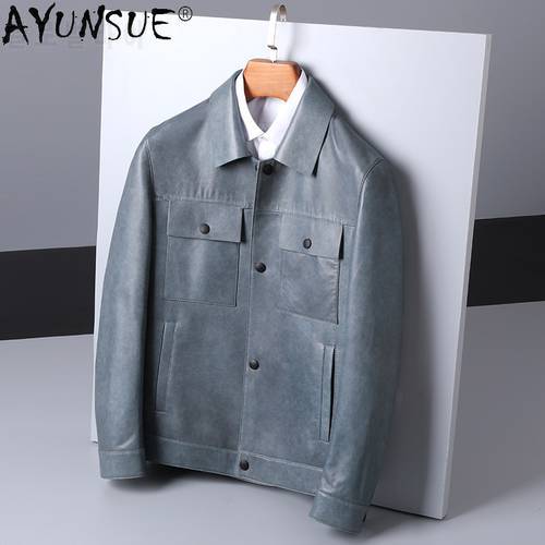 AYUNSUE 2020 Men Clothing Autumn Men&39s Jackets Sheepskin Genuine Leather Jacket Mens Clothes 5XL 6XL Ultra-thin Coat Ropa LXR465