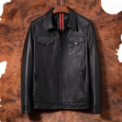 Sheepskin Leather Genuine Jacket Men Spring Autumn Top Quality Casual Fashion Natural Sheep Leather Clothes