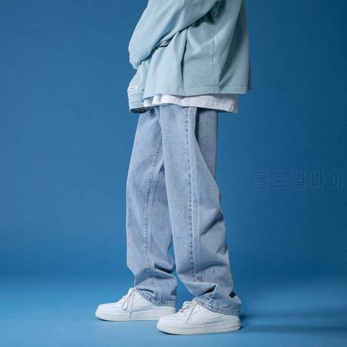 Spring Wide-leg Jeans Men&39s Fashion Casual Korean Jeans Men Streetwear Loose Hip-hop Straight Denim Trousers Mens Jeans Pants