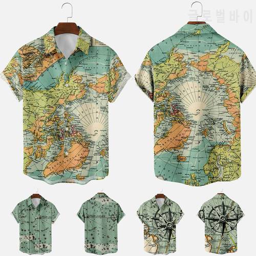 Bababuy 2021 New Men&39s Short Sleeve Printed Shirts Summer Hawaiian Holiday Casual Buttons Shirts High Street