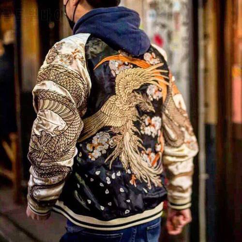 Phoenix Dragon Reversible Jacket Classic yokosuka embroidery men lovers double jacket Mukden carrier yamato-e longfeng coat