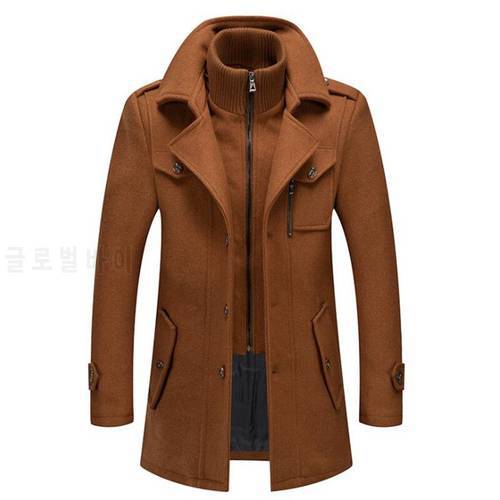 Men&39s Hooded Wool Jacket Winter Autumn Mens Long Windproof Wool Coat Casual Thick Slim Fit Jacket Male