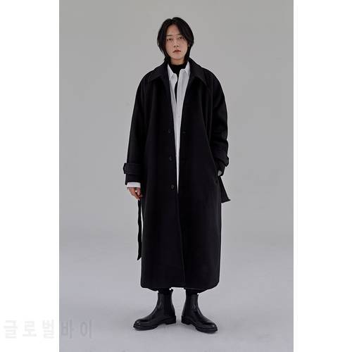 Loose and super long woolen overcoat for men 2021 Korean winter new thickened large size over knee large size woolen jacket