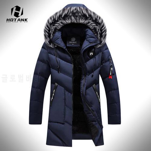 2022 New Winter Mid Length Jacket Parkas Mens Warm Thicken Coats Korean Cotton Slim Hooded Outwear Men Casual Padded Jackets
