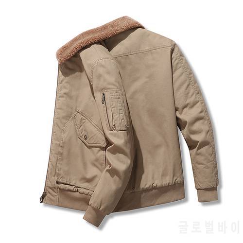 2021 Winter Men&39s Cotton Workwear Jacket Plus Velvet Thick Loose Large Size Lapel Jacket Warm Cotton Jacket Men