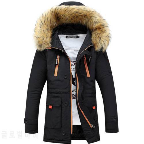 Fur Collar Hooded Parkas Jacket Winter Men&39s Thick Warm Coats Outdoor Windproof Outerwear Multi-pocket Casual Parkas S-3XL