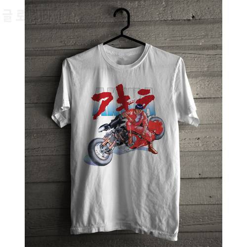 Akira Kaneda Japanese Retro Anime White T-shirt Tee Mens Cottom Motorcycle Adults T Shirt Euro Size