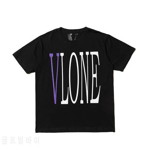Classic Vlone Short-sleeved Female Couple Loose Street Hip-hop Big V Trend T-shirt Men&39s Cotton Round Neck 055