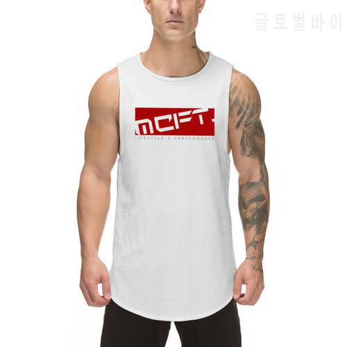 Men&39s Mesh Vest Base Fitness Exercise Wide-shoulder Quick-drying Sleeveless Printed T-shirt Summer
